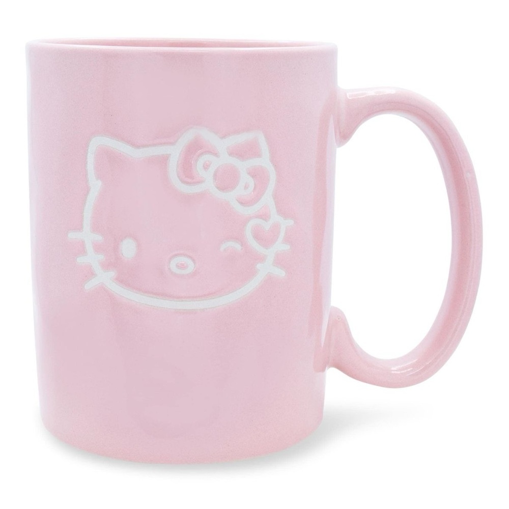💖PINK HELLO KITTY Winking Face Mug Sanrio NEW